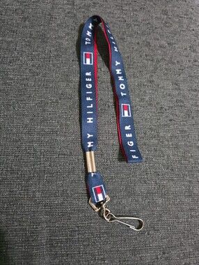 Tommy Hilfiger Blue Logo Lanyard with Red Trim